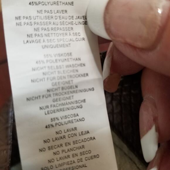 Pretty Little Thing Faux Leather Croc Split Hem Skinny Trousers Size 8 Choc - Picture 12 of 14